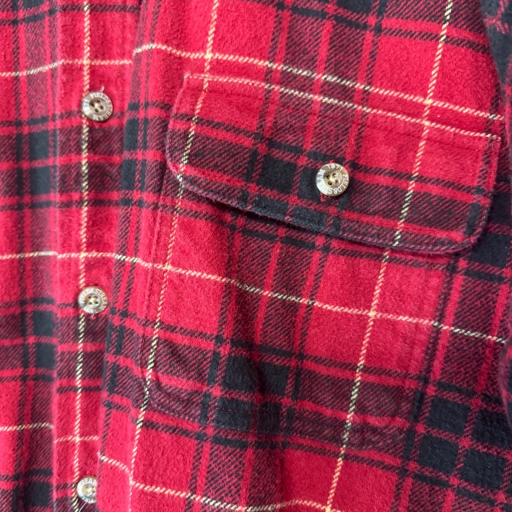 Field & Stream Mens XL Red Black Plaid Flannel Button Shirt Heavyweight Cotton - Picture 5 of 5